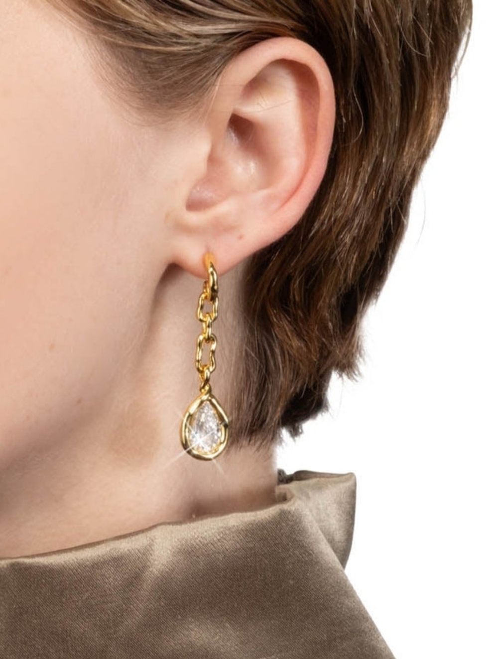 Alexis Bittar Asterales Gold Link Pear Drop Earring - Picture 4 of 6